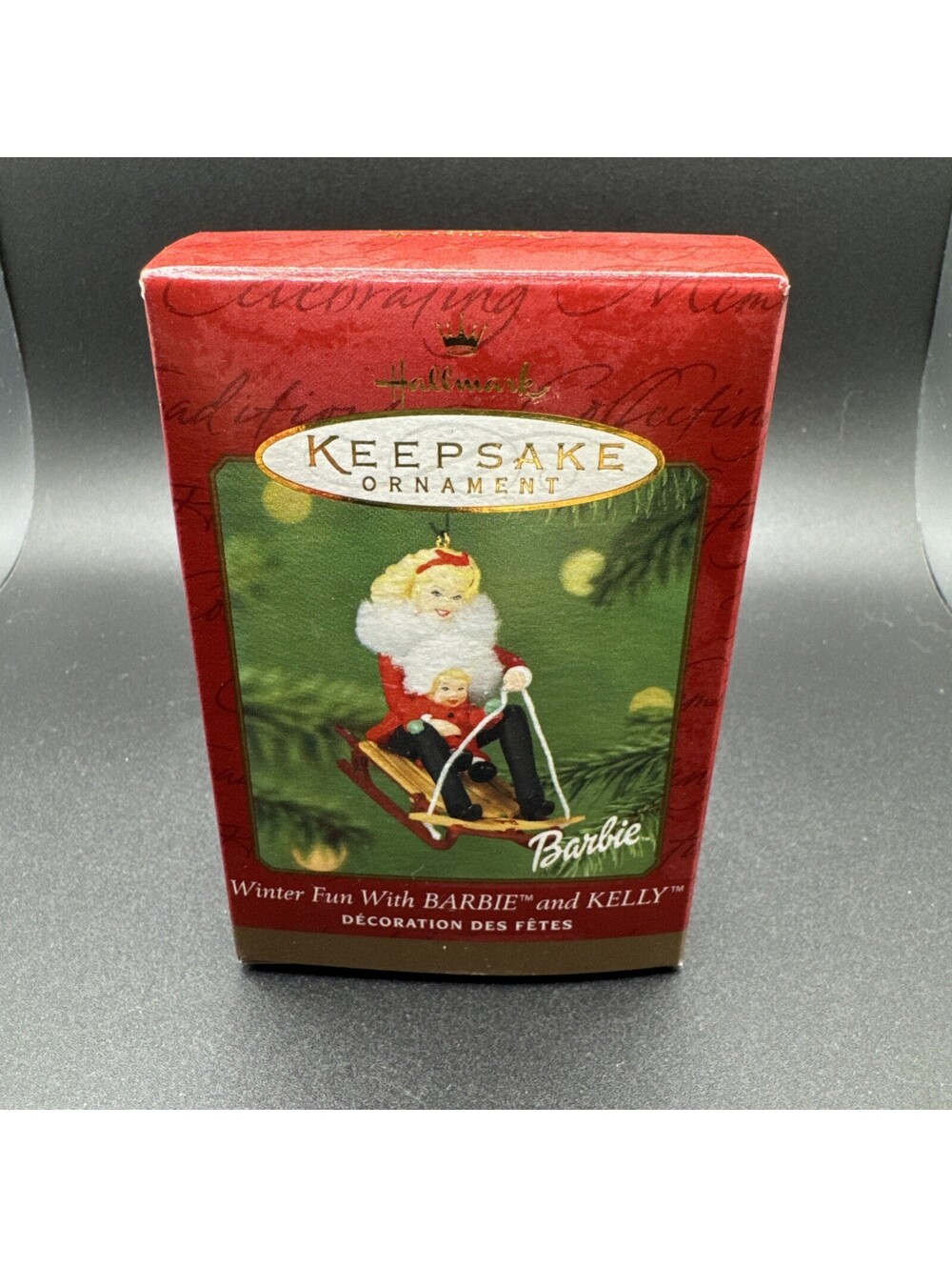 Hallmark Keepsake Ornament Winter Fun with Barbie and Kelly Sled Christmas 1999